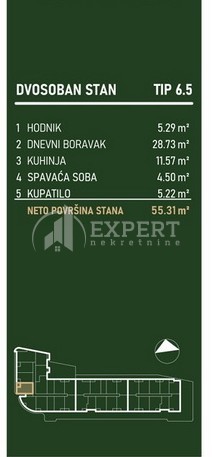 Slika 2 - Palilulska, Dvosoban stan na prodaju, 55m2, 118.914€