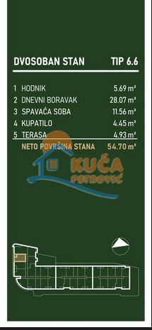 Slika 2 - Palilulska, Dvosoban stan na prodaju, 54m2, 117.696€