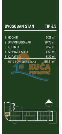 Slika 2 - Palilulska, Dvosoban stan na prodaju, 55m2, 118.914€