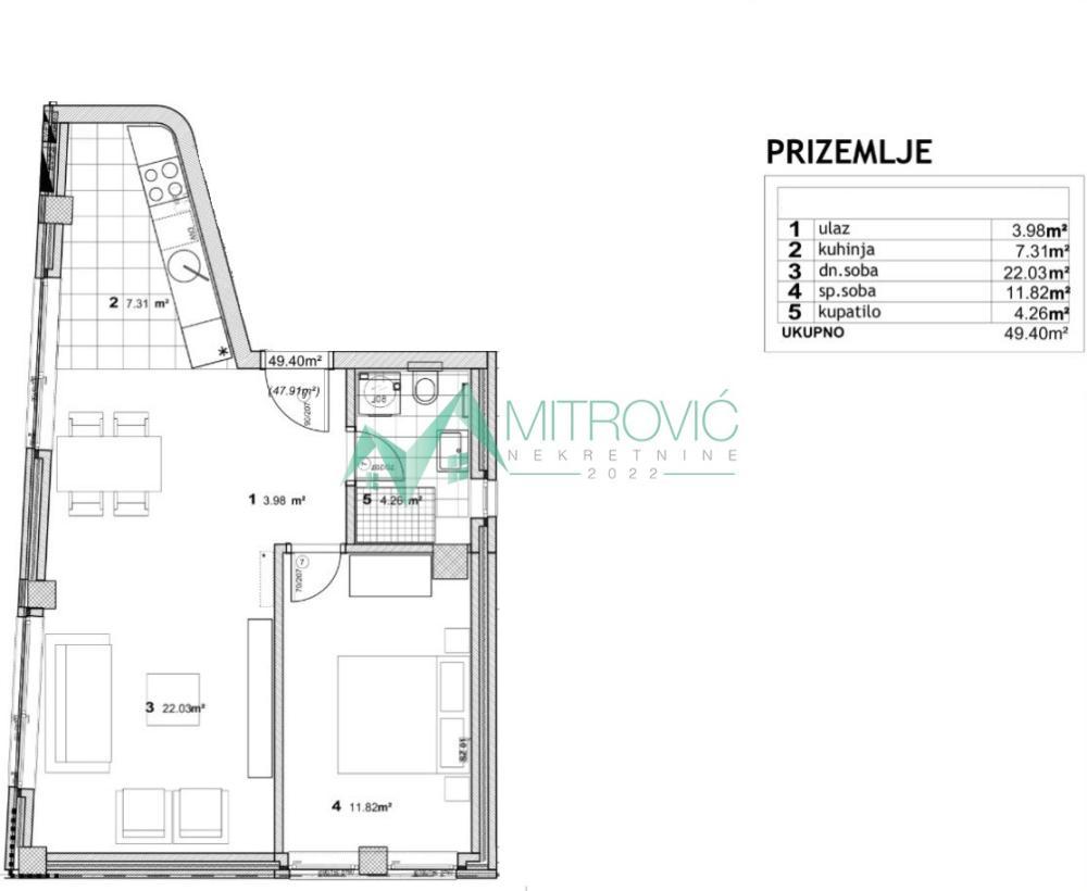 Glavna slika -Dvosoban stan na prodaju, 48m2, 162.900€