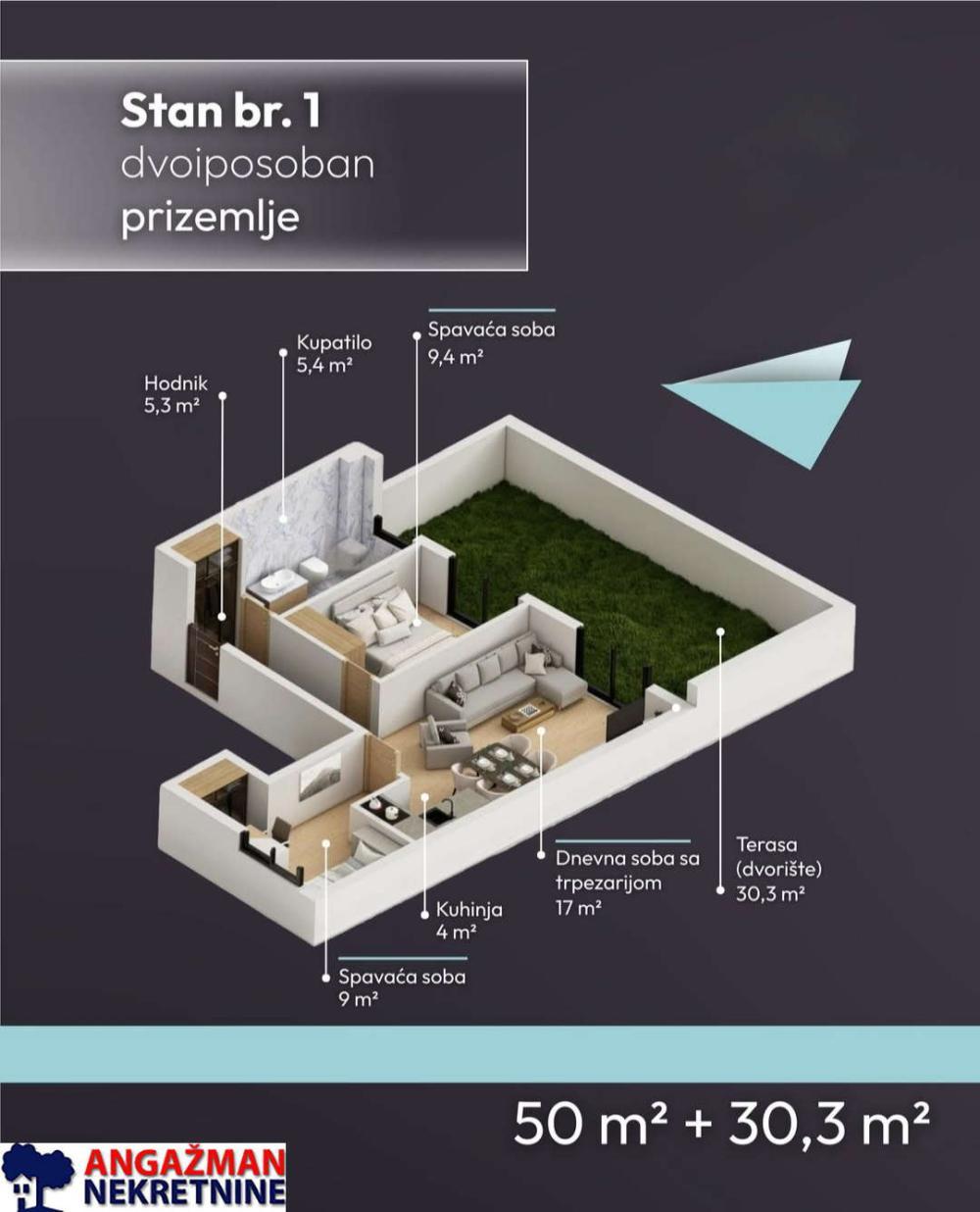 Glavna slika -Veselina Masleše, Dvoiposoban stan na prodaju, 80m2, 220.000€