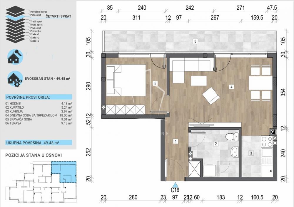 Slika 1 - Vojvode Stepe, Dvosoban stan na prodaju, 49m2, 149.677€