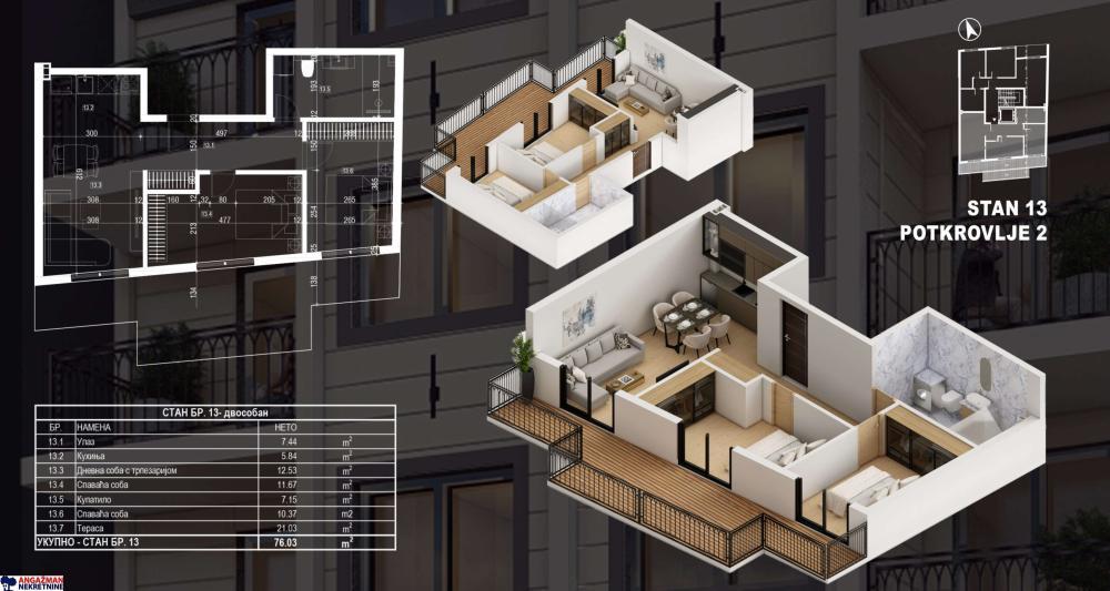 Glavna slika -Veselina Masleše, Trosoban stan na prodaju, 76m2, 240.000€