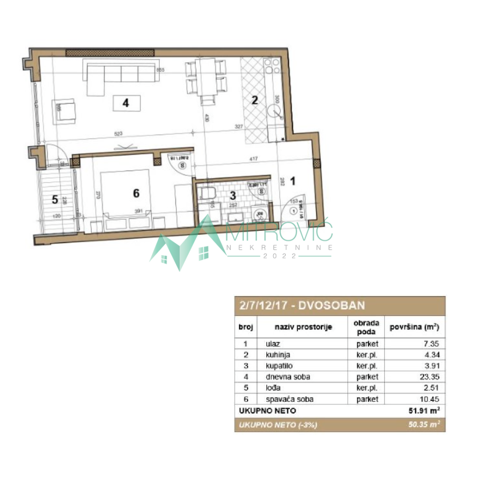 Slika 5 - Dvosoban stan na prodaju, 50m2, 165.430€