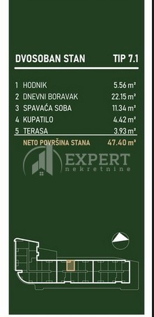 Slika 2 - Palilulska, Dvosoban stan na prodaju, 47m2, 102.945€