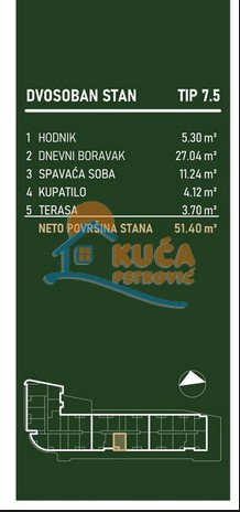 Slika 2 - Palilulska, Dvosoban stan na prodaju, 51m2, 110.219€