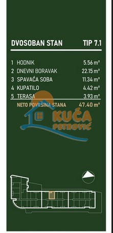 Slika 2 - Palilulska, Dvosoban stan na prodaju, 47m2, 102.945€