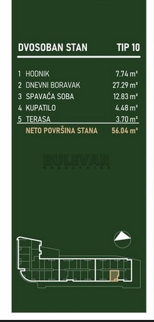 Slika 2 - Palilulska, Dvosoban stan na prodaju, 56m2, 119.675€