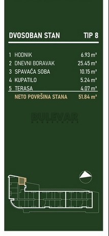 Slika 2 - Palilulska, Dvosoban stan na prodaju, 51m2, 111.847€