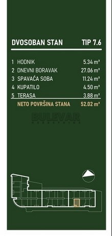 Slika 2 - Palilulska, Dvosoban stan na prodaju, 52m2, 108.544€