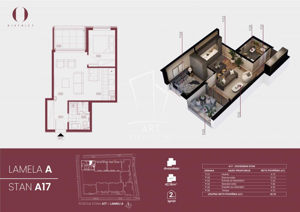 Slika 1 - Ovčanski put, Dvosoban stan na prodaju, 42m2, 83.477€