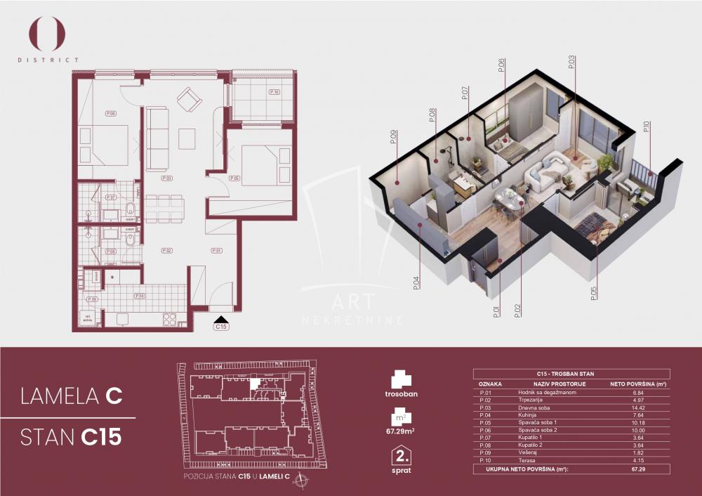 Slika 1 - Ovčanski put, Trosoban stan na prodaju, 67m2, 133.234€
