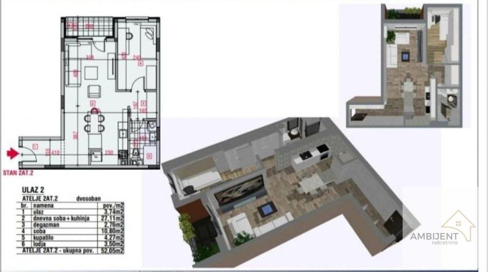 Glavna slika -Jednoiposoban stan na prodaju, 52m2, 88.400€