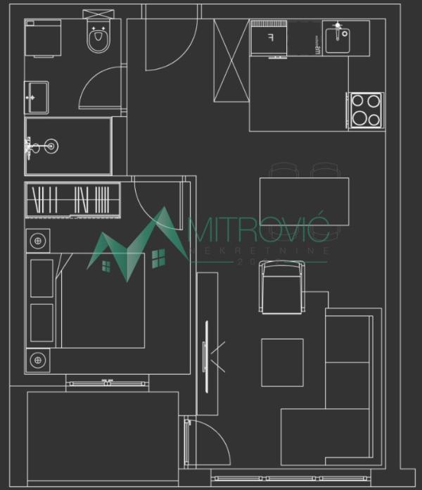 Slika 1 - Dvosoban stan na prodaju, 43m2, 124.000€
