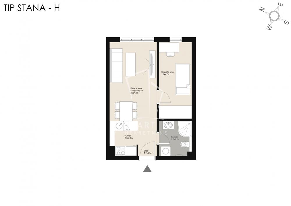 Slika 1 - Madridska, Jednoiposoban stan na prodaju, 35m2, 109.506€