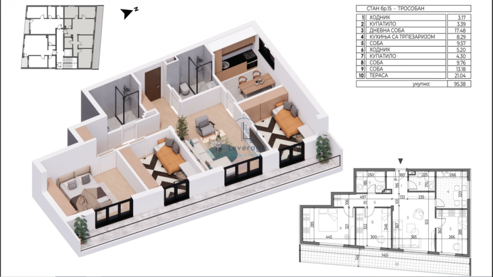 Slika 1 - Troiposoban stan na prodaju, 95m2, 267.064€