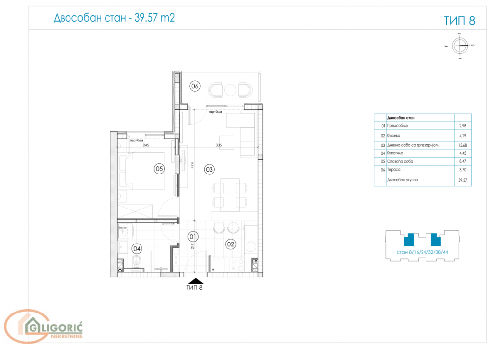 Glavna slika -Dvosoban stan na prodaju, 40m2, 104.861€