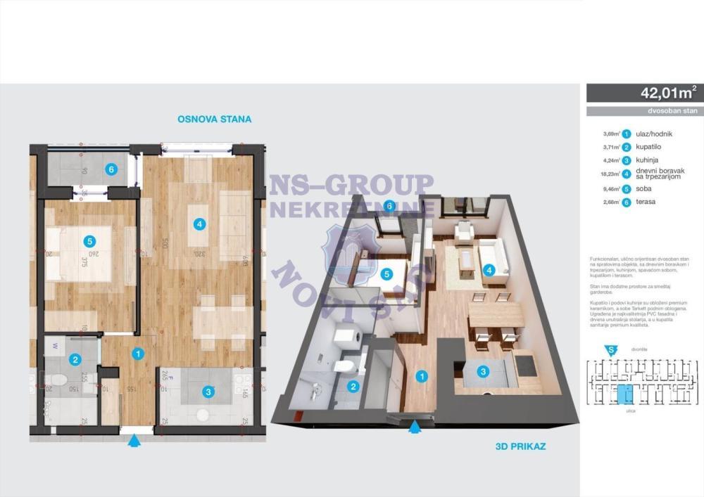Glavna slika -Dvosoban stan na prodaju, 42m2, 133.270€
