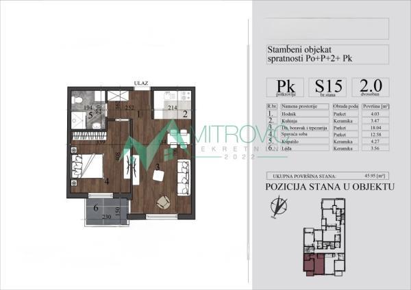 Glavna slika -Dvosoban stan na prodaju, 45m2, 137.250€