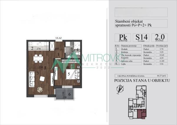 Glavna slika -Dvosoban stan na prodaju, 46m2, 138.200€