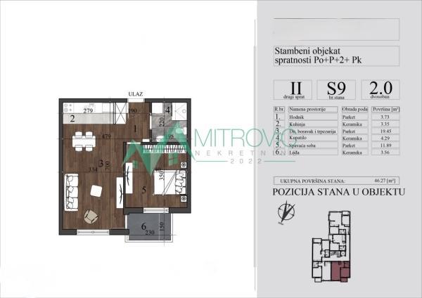 Glavna slika -Dvosoban stan na prodaju, 46m2, 138.200€