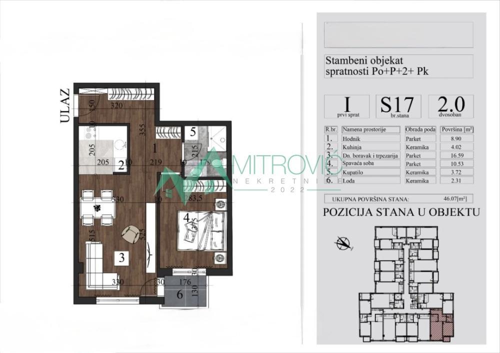 Glavna slika -Dvosoban stan na prodaju, 46m2, 161.350€