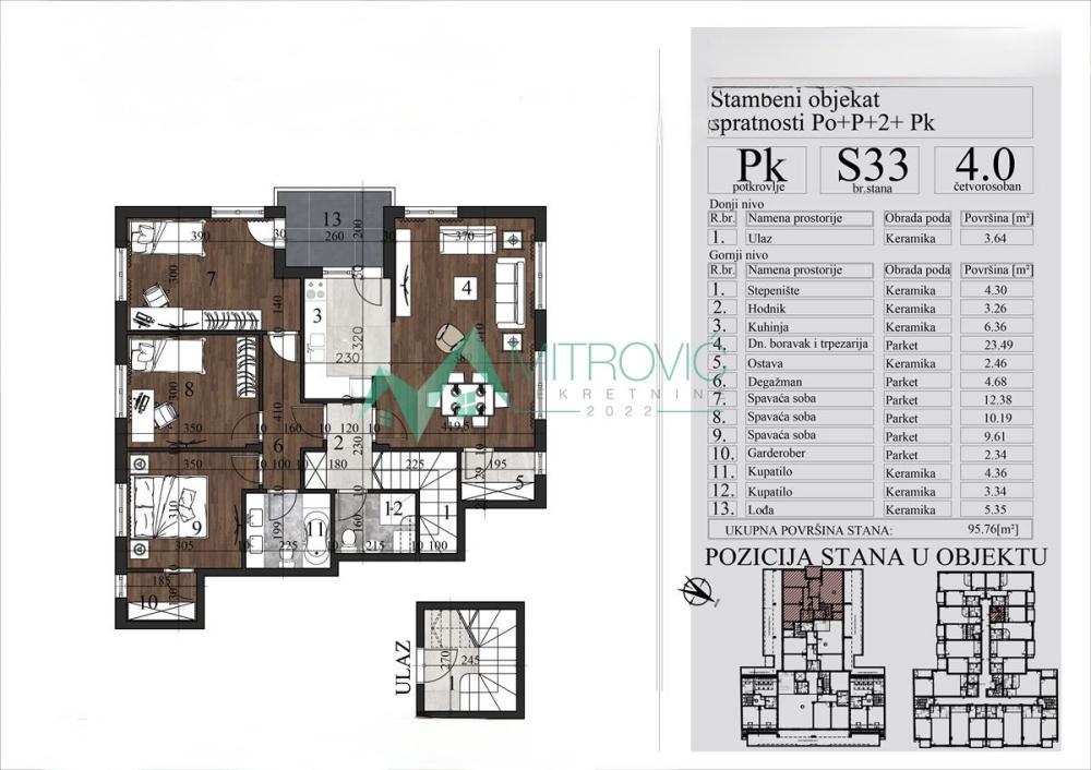Glavna slika -Četvorosoban stan na prodaju, 95m2, 320.555€