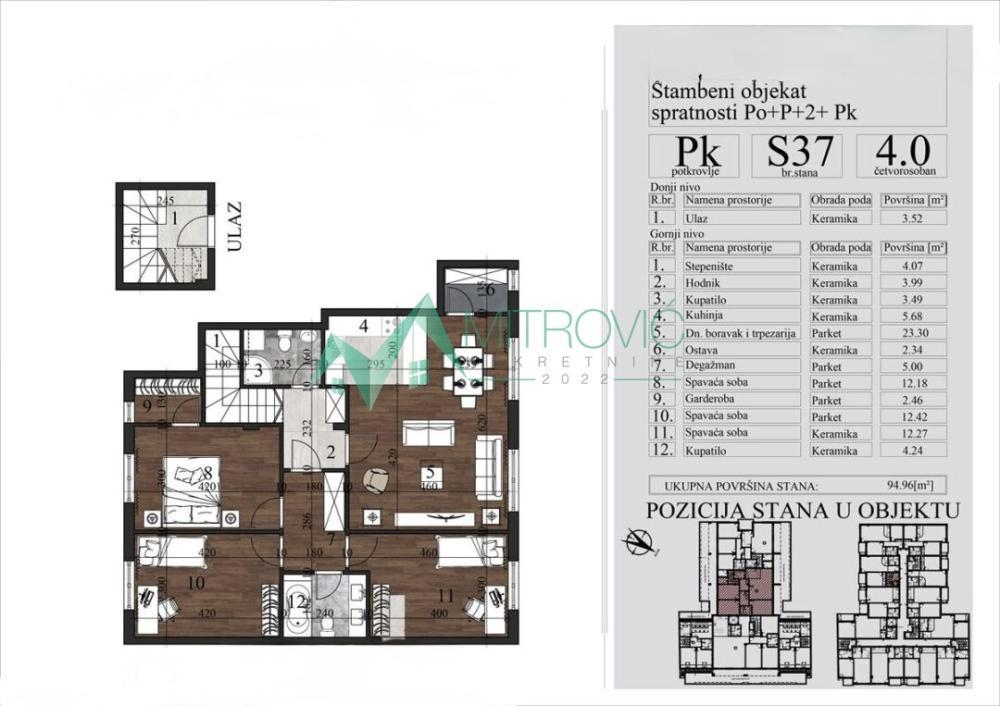 Glavna slika -Četvorosoban stan na prodaju, 94m2, 317.900€