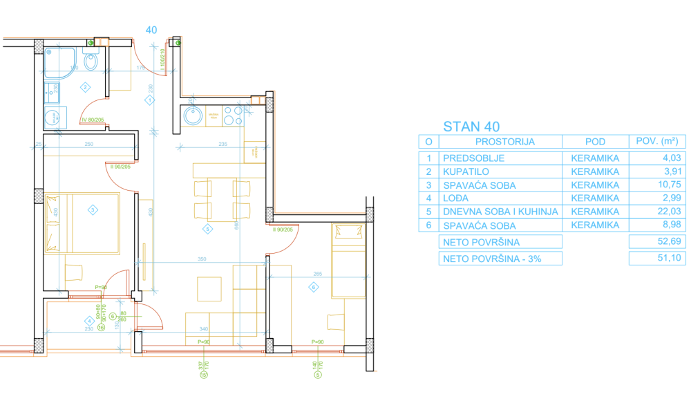 Glavna slika -Dvoiposoban stan na prodaju, 51.50m2, 97.850€