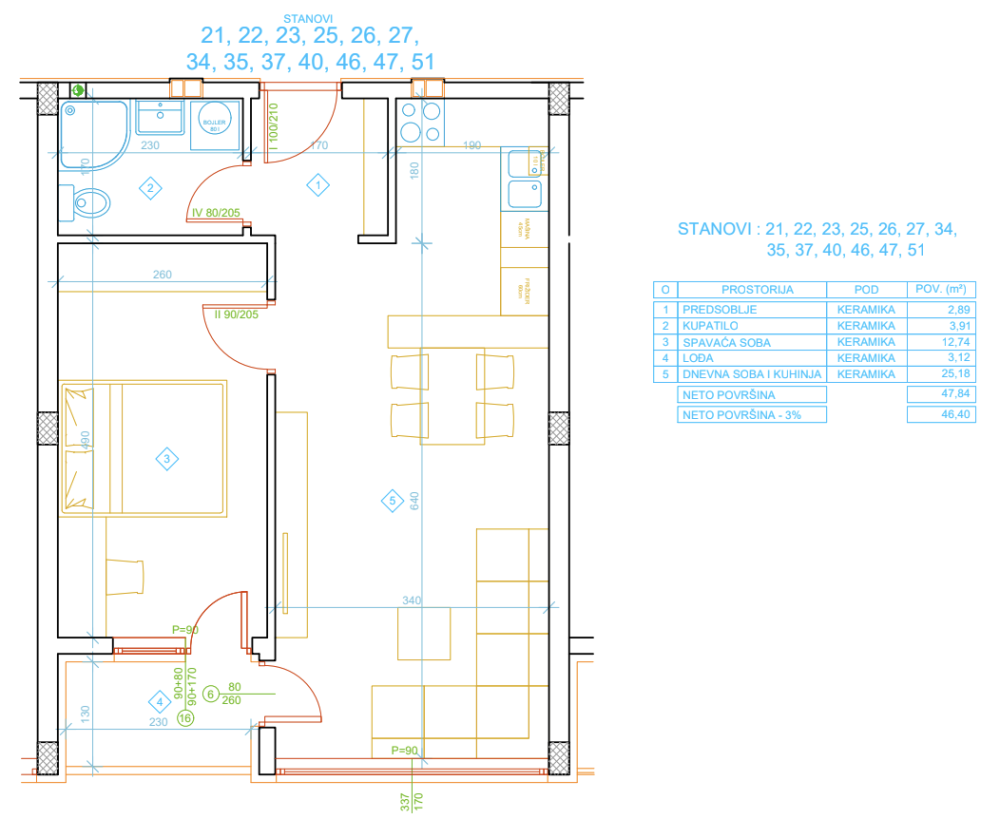 Glavna slika -Jednoiposoban stan na prodaju, 46.40m2, 88.160€