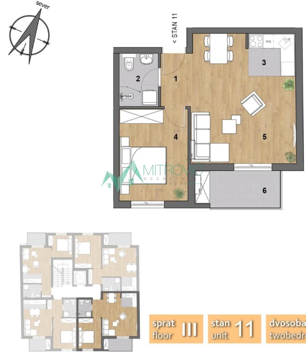 Glavna slika -Dvosoban stan na prodaju, 48m2, 135.080€