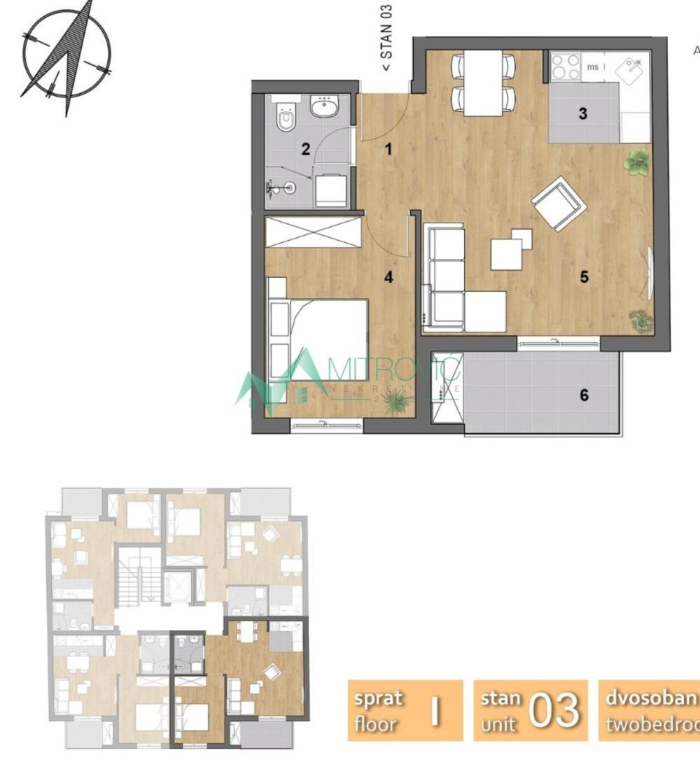 Glavna slika -Dvosoban stan na prodaju, 48m2, 135.960€