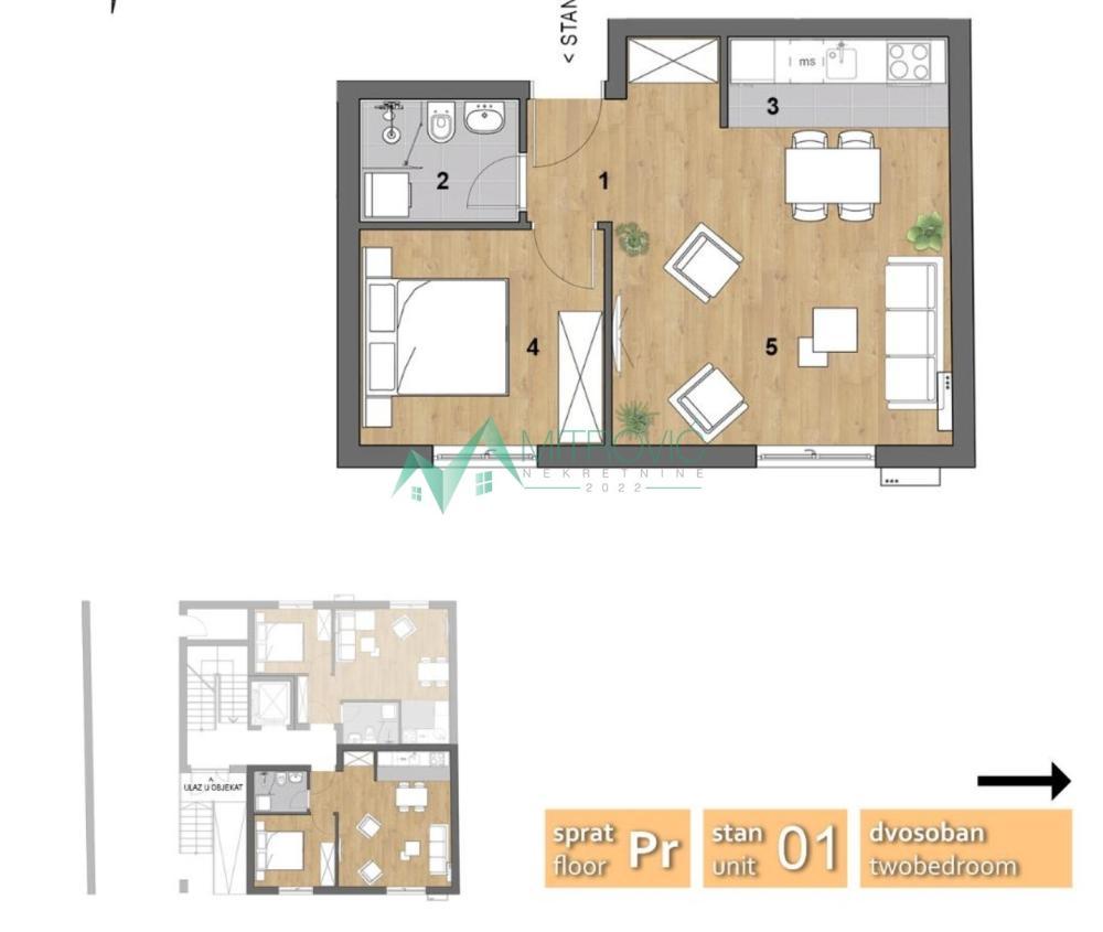 Glavna slika -Dvosoban stan na prodaju, 40m2, 112.500€