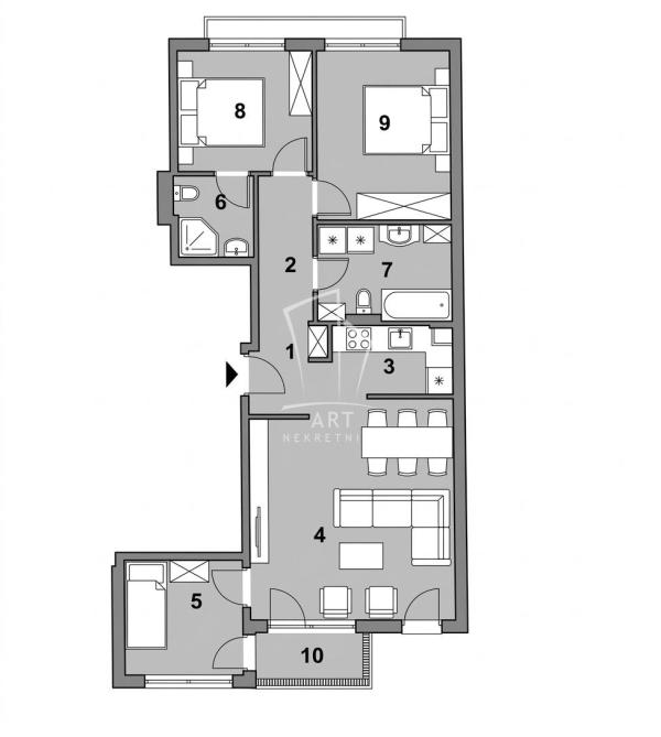 Slika 2 - Dimitrija Tucovića, Dvosoban stan na prodaju, 76m2, 333.000€