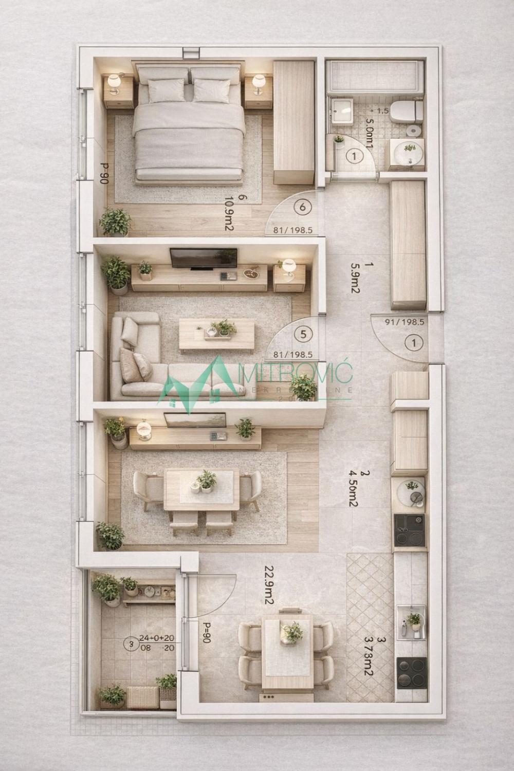 Glavna slika -Dvoiposoban stan na prodaju, 58m2, 203.100€