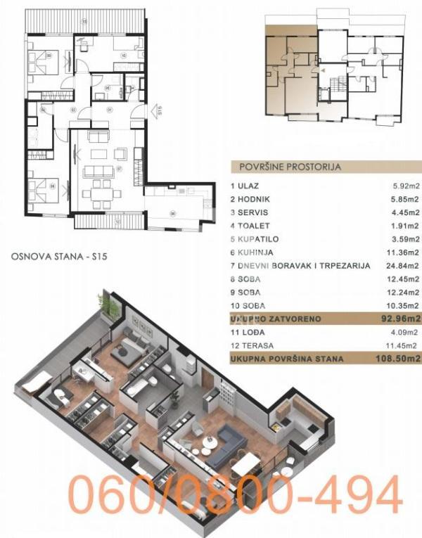 Glavna slika -Cara Nikolaja II, Četvorosoban stan na prodaju, 108m2, 499.100€