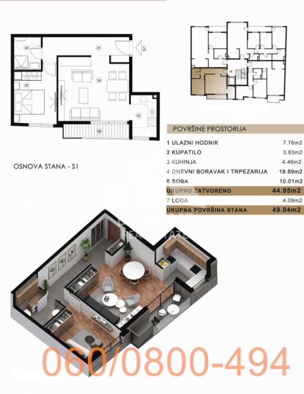 Slika 1 - Cara Nikolaja II, Dvosoban stan na prodaju, 49m2, 245.200€