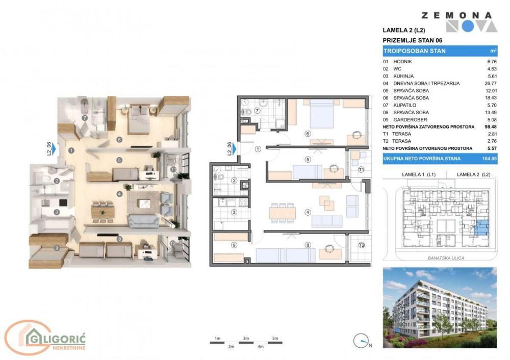 Glavna slika -Troiposoban stan na prodaju, 104m2, 286.138€