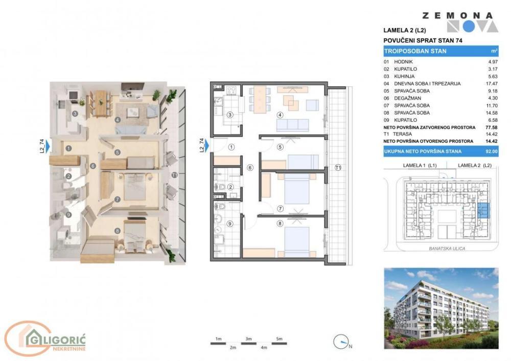 Glavna slika -Troiposoban stan na prodaju, 92m2, 294.400€