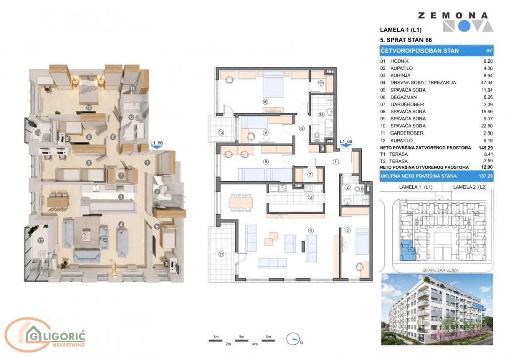 Glavna slika -Četvorosoban stan na prodaju, 157m2, 479.735€