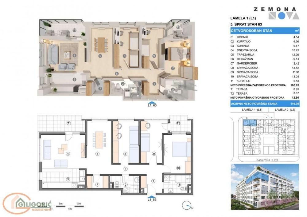 Glavna slika -Četvorosoban stan na prodaju, 119m2, 363.865€