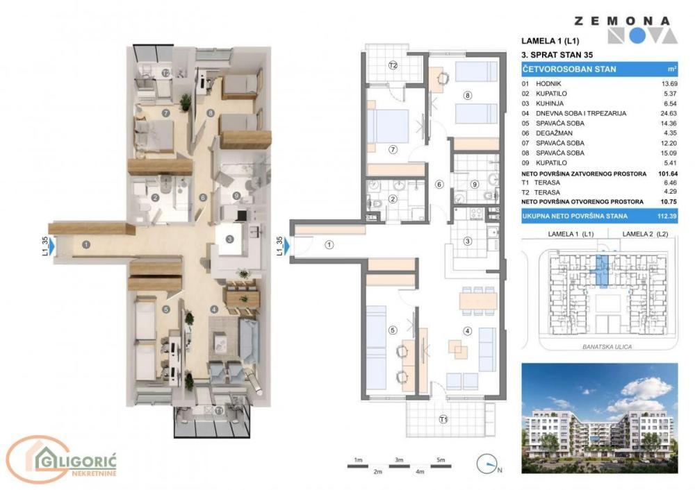 Glavna slika -Četvorosoban stan na prodaju, 112m2, 334.360€