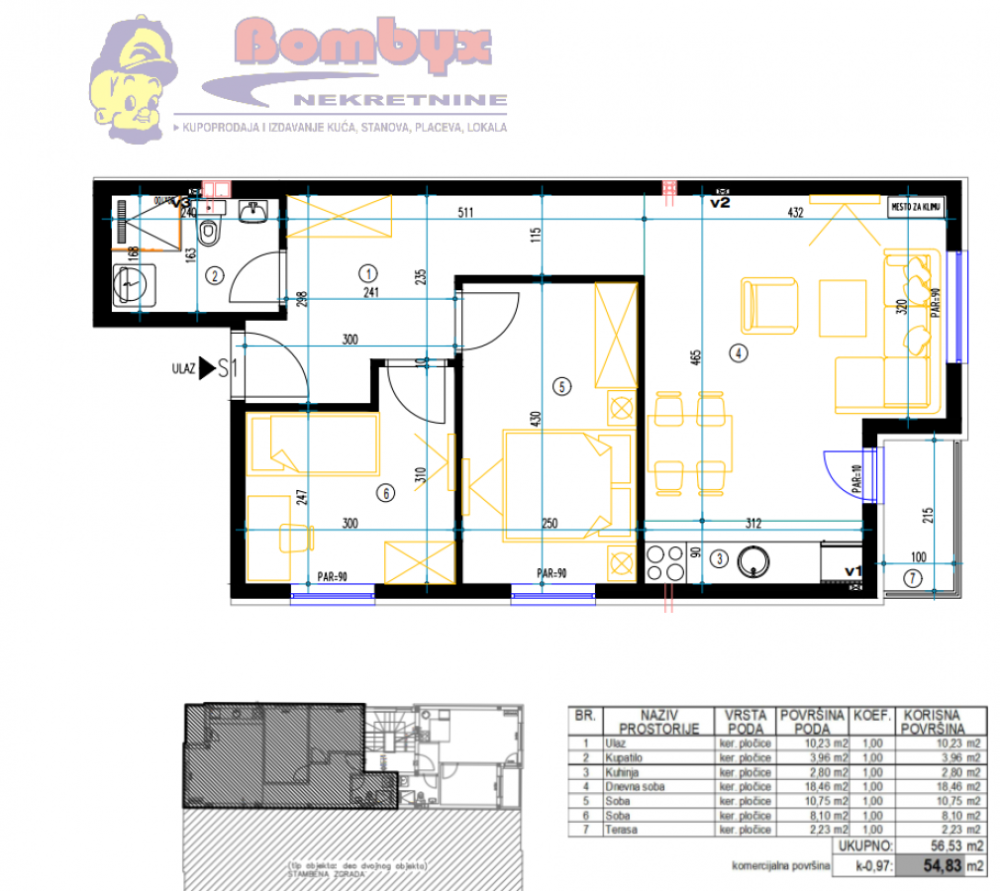 Slika 1 - Dvoiposoban stan na prodaju, 55m2, 104.800€