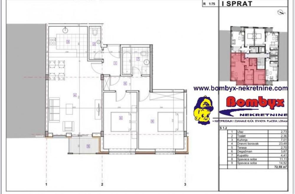 Slika 2 - Trosoban stan na prodaju, 73m2, 203.000€