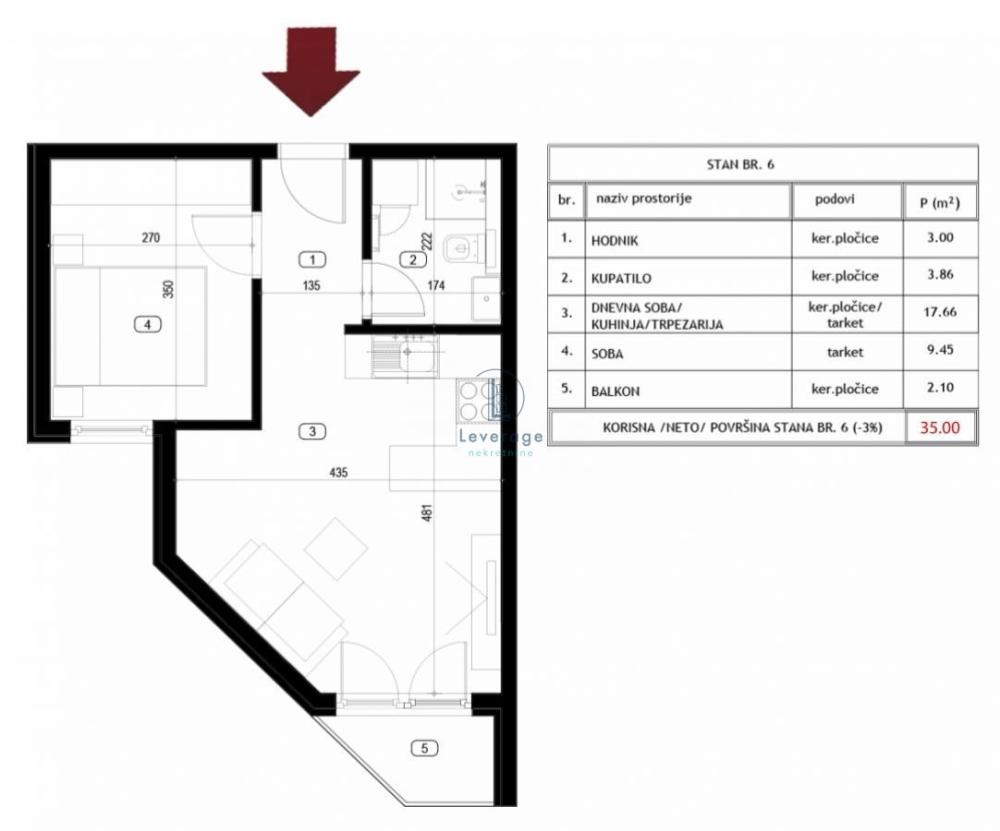 Slika 2 - Jednoiposoban stan na prodaju, 35m2, 53.550€