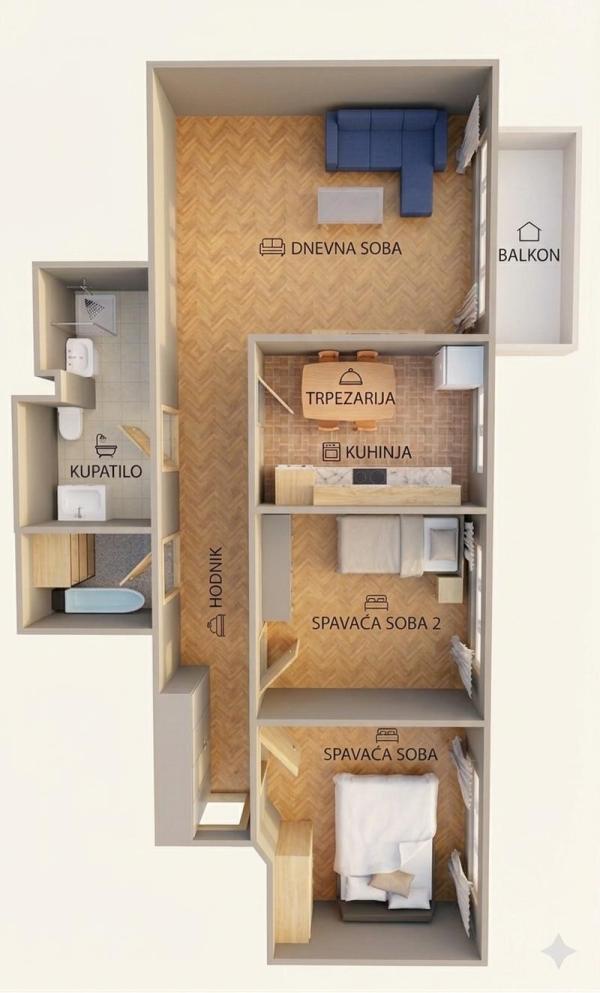 Slika 10 - Bulevar Vojvode Mišića, Trosoban stan za izdavanje, 70m2, 950€