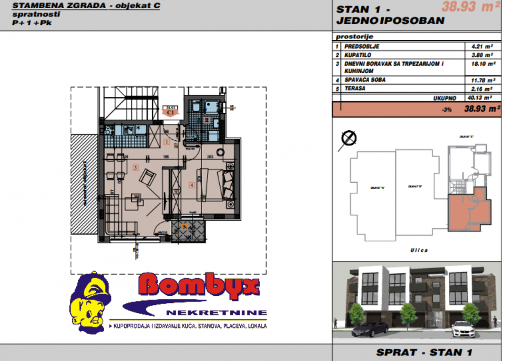 Slika 1 - Jednoiposoban stan na prodaju, 38m2, 93.600€