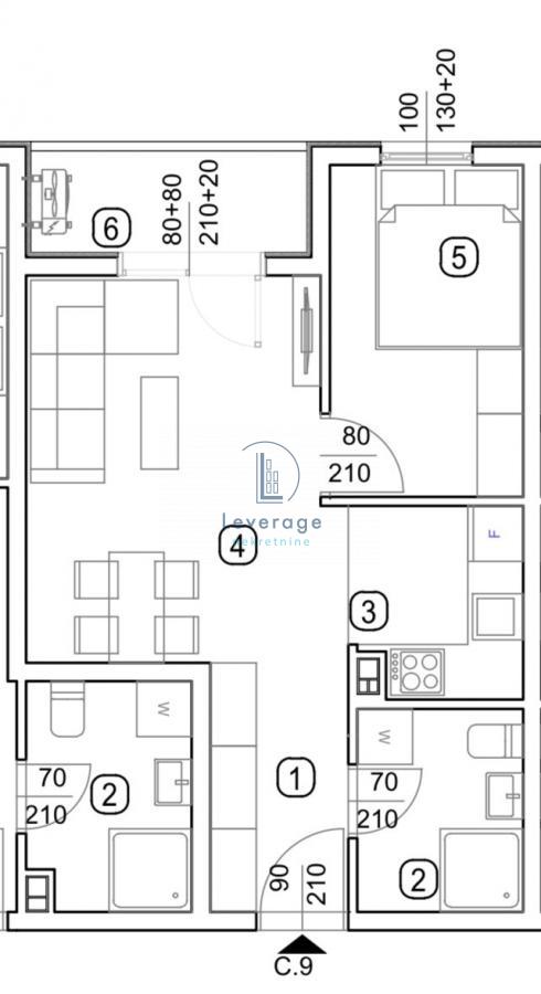 Slika 6 - Teodora Mirijevskog, Jednoiposoban stan na prodaju, 37m2, 89.910€