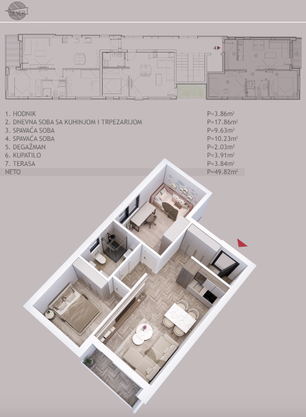 Glavna slika -Iznad Starog groblja, Jednoiposoban stan na prodaju, 49.82m2, 99.640€