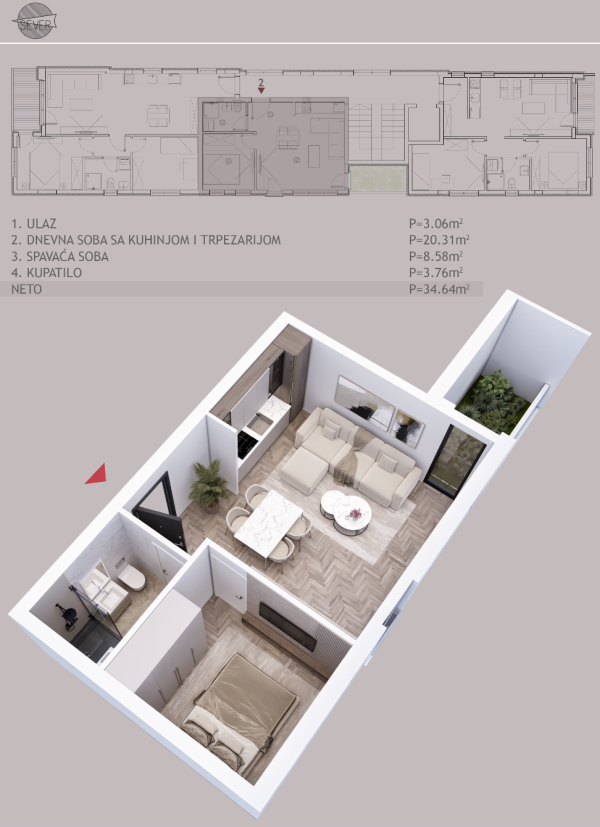 Glavna slika -Iznad Starog groblja, Jednoiposoban stan na prodaju, 36.64m2, 75.280€